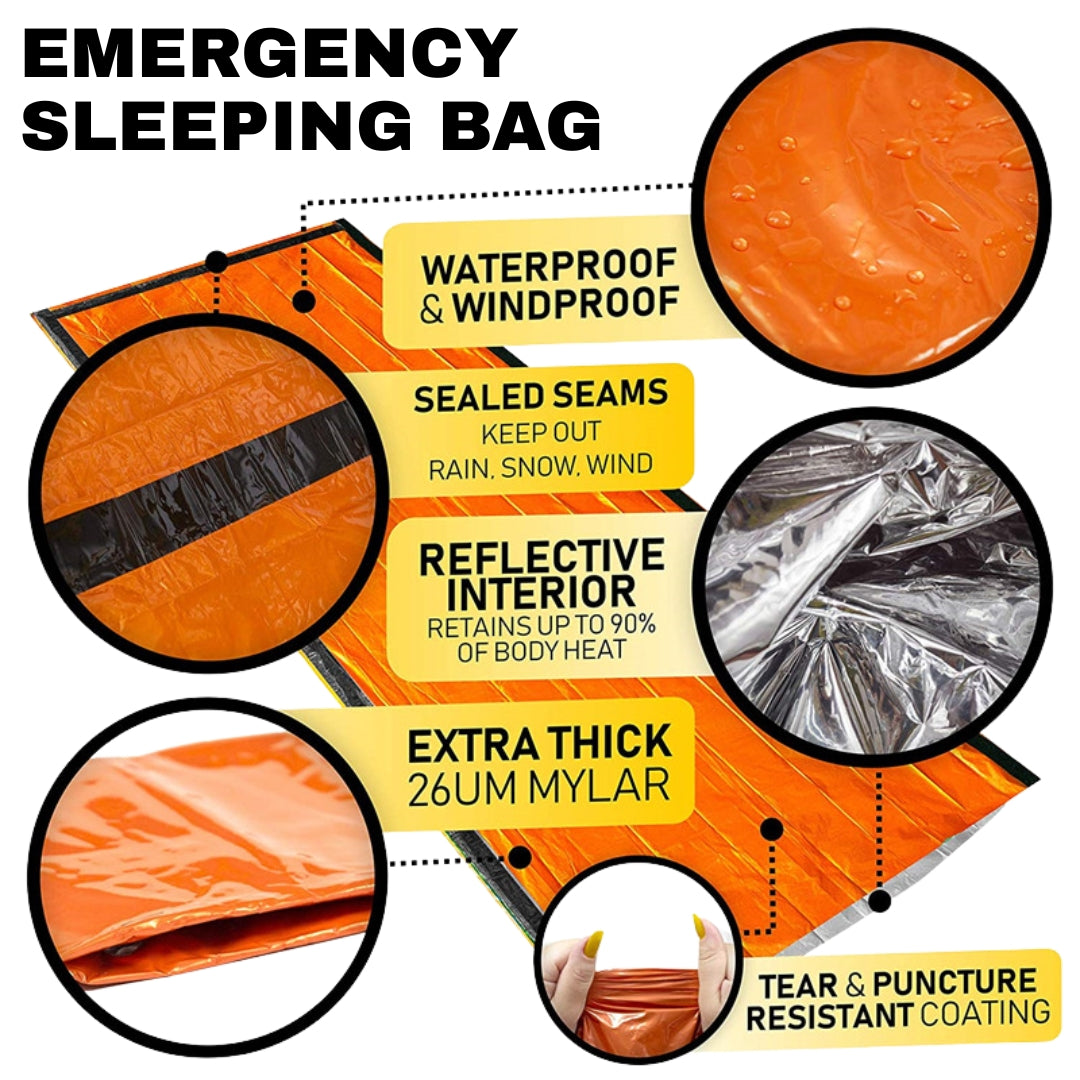 Bivy bag emergency sleeping bag in its compact case